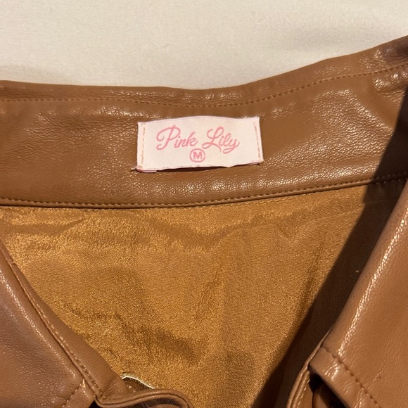 Pink Lily Brown Faux Leather Jacket - Picture 2 of 4
